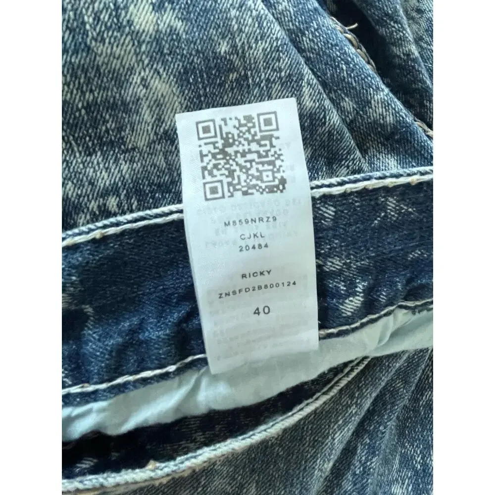 True Religion Ricky Super T Artist Lab Acid Wash Jeans Mens 40 Made in USA